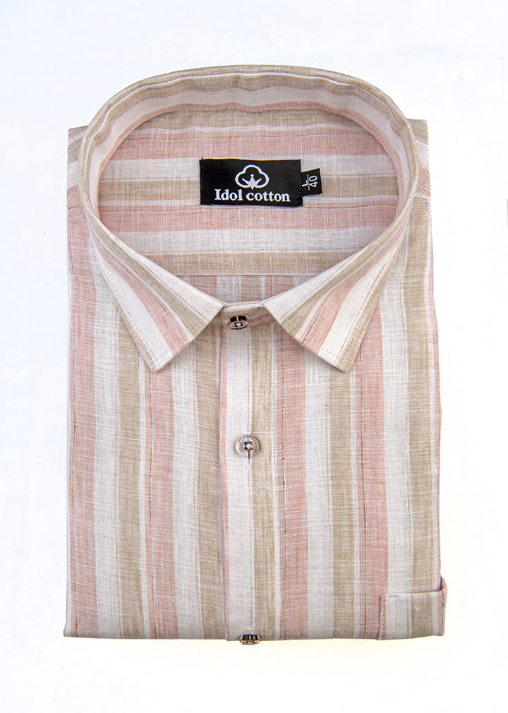 Linen Strip brown With Peach Light