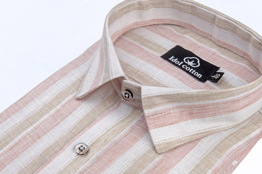 Linen Strip brown With Peach Light