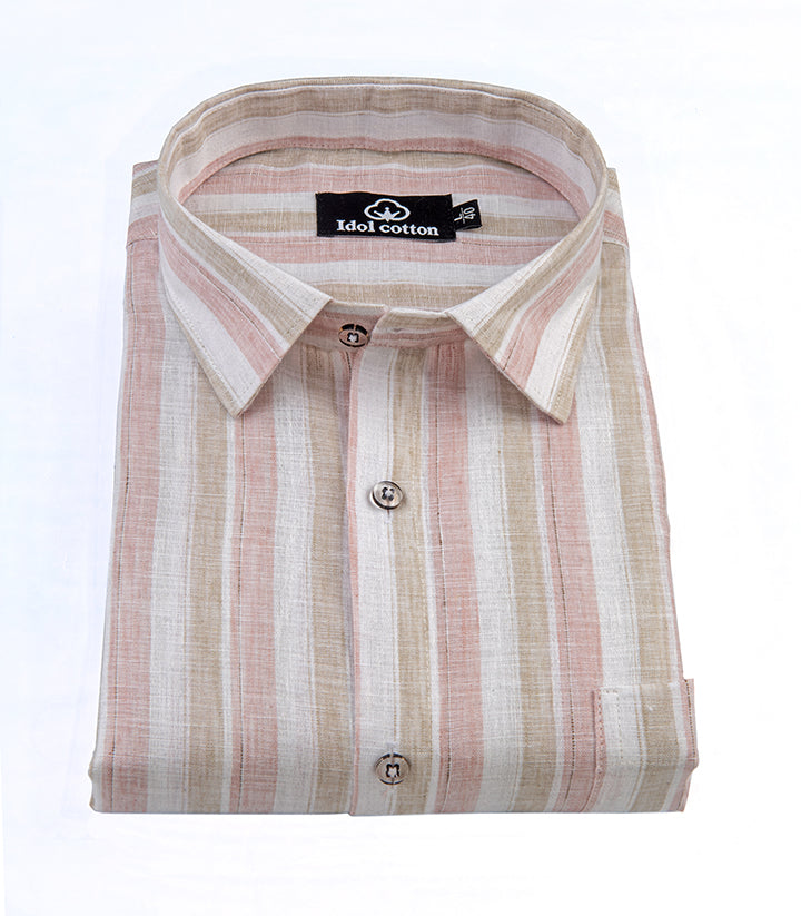 Linen Strip brown With Peach Light