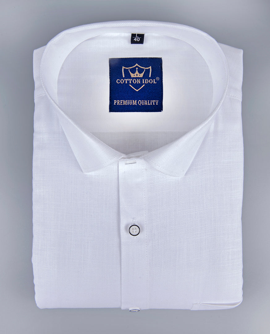 Pure White blended linen for men