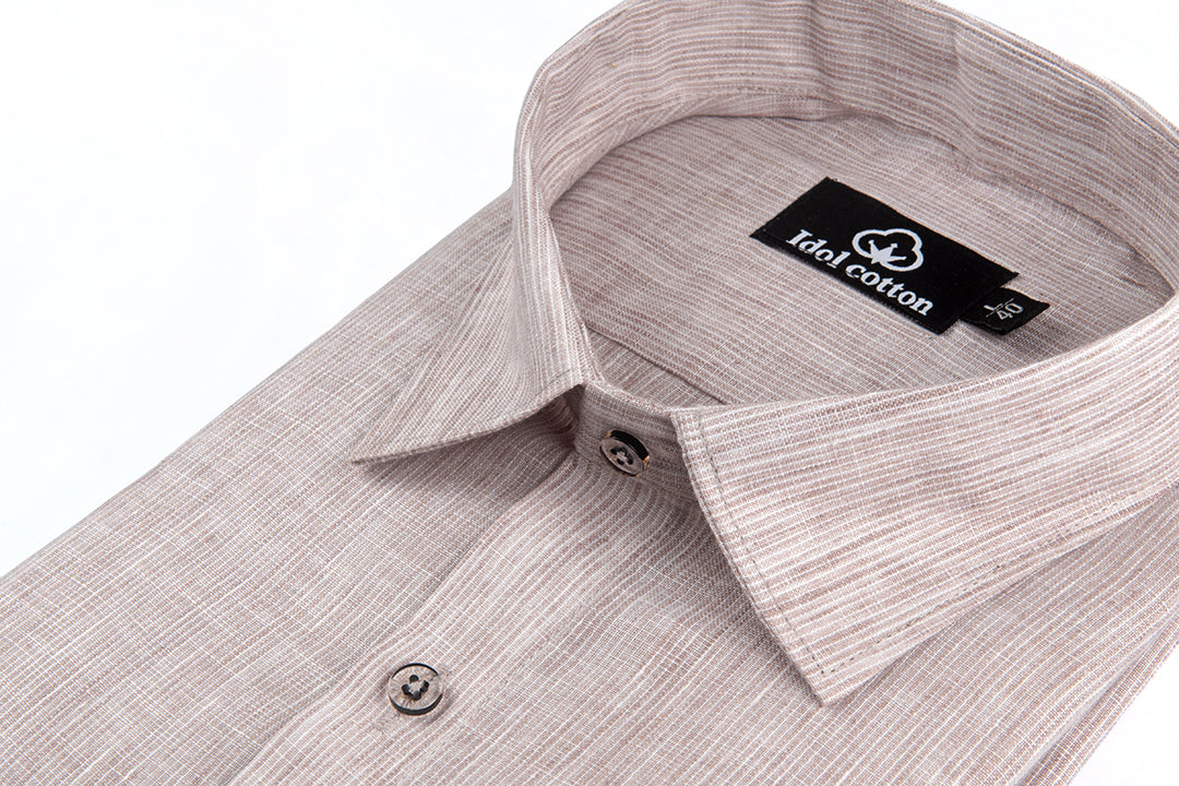 Woven Cotton Fine Striped Light Peach Color