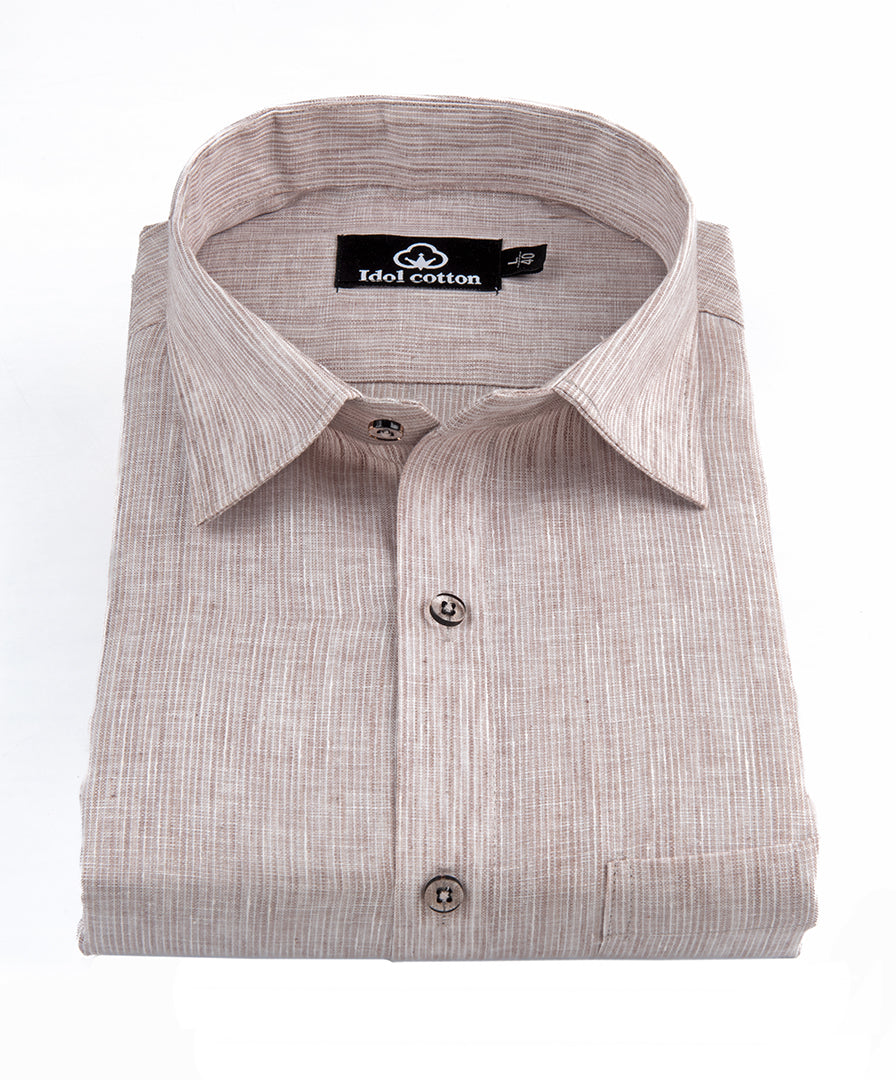 Woven Cotton Fine Striped Light Peach Color