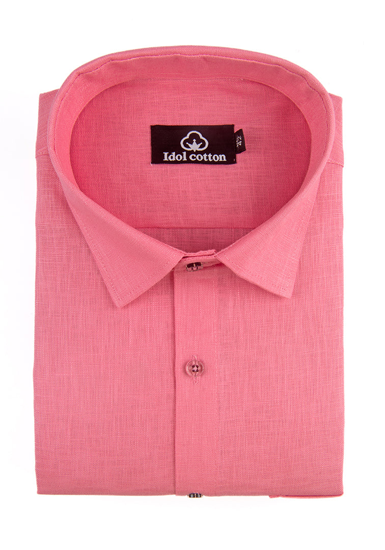 Pink Color Blended Linen For Men