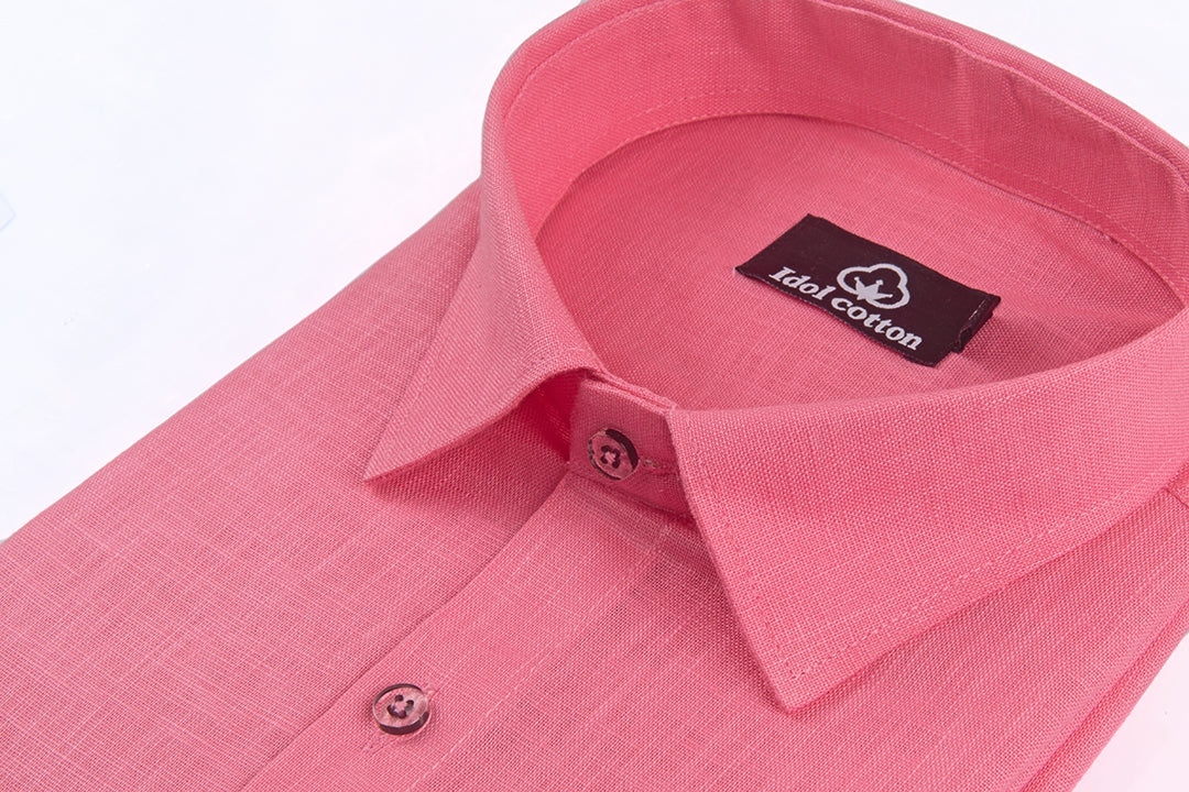 Pink Color Blended Linen For Men