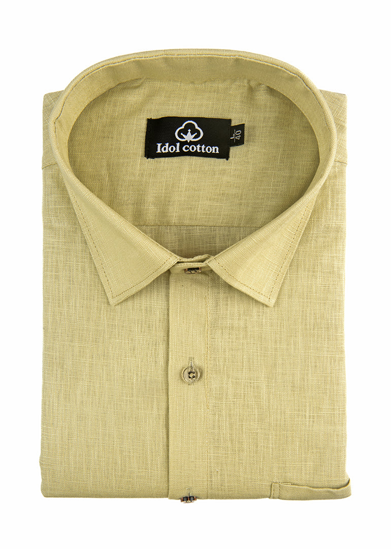 Pistel Green Colour Blended Linen For Men