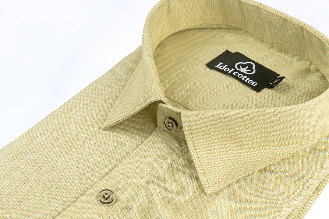 Pistel Green Colour Blended Linen For Men