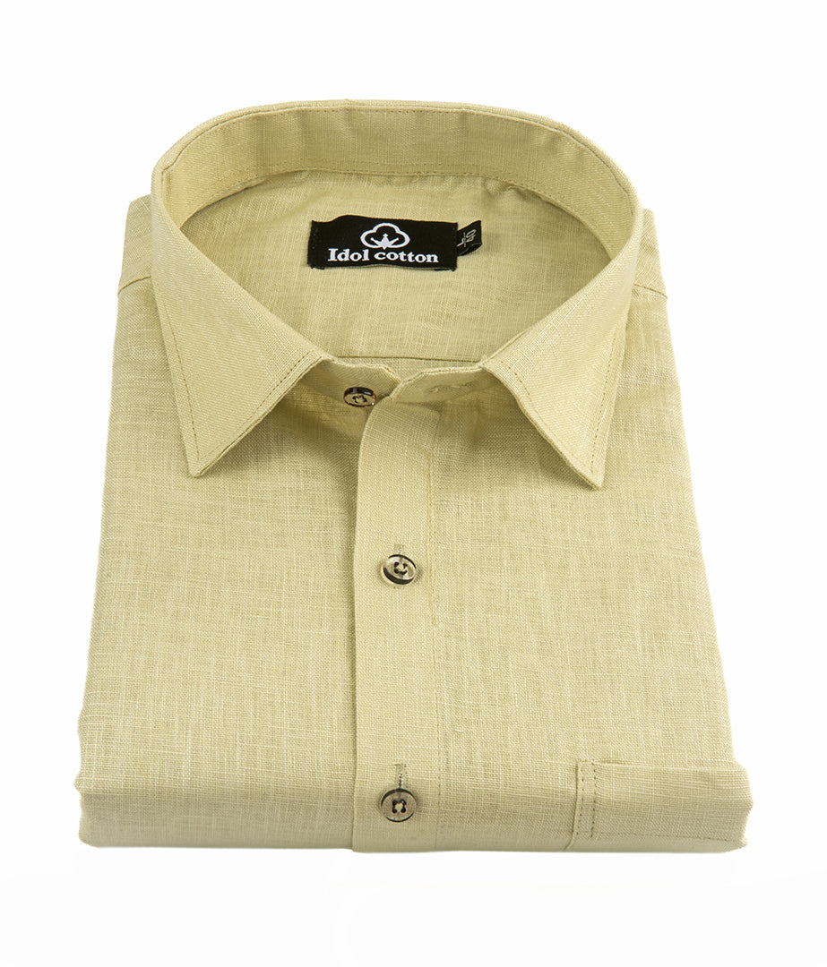 Pistel Green Colour Blended Linen For Men