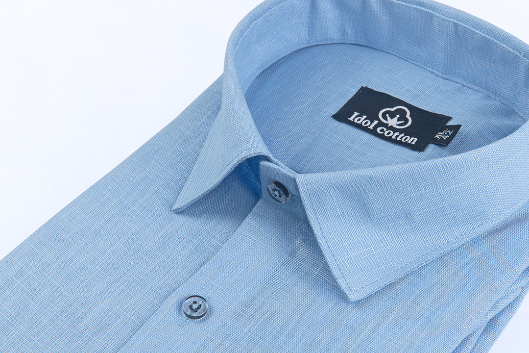 Sky Blue Colour Blended Linen For Men