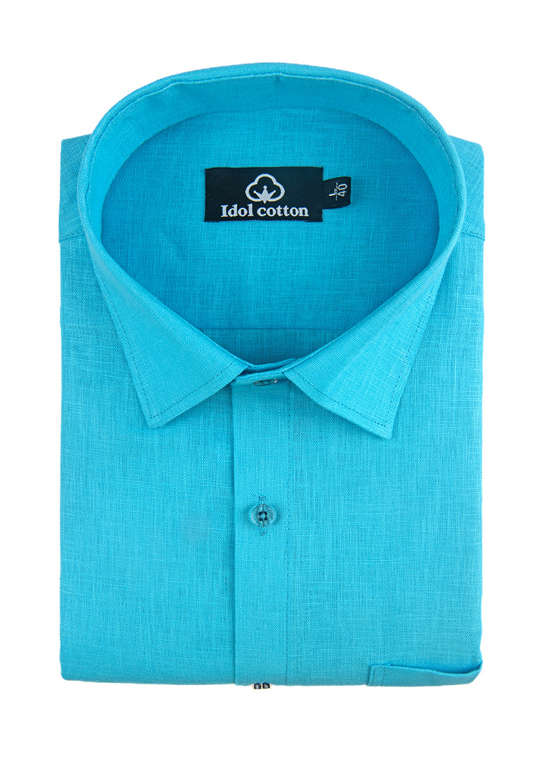 Sky Colour Blended Linen For Men