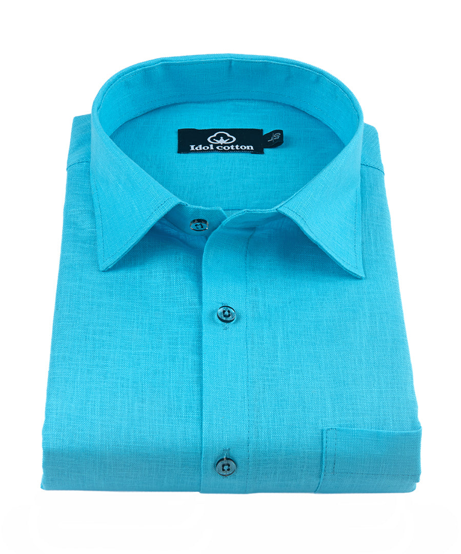 Sky Colour Blended Linen For Men