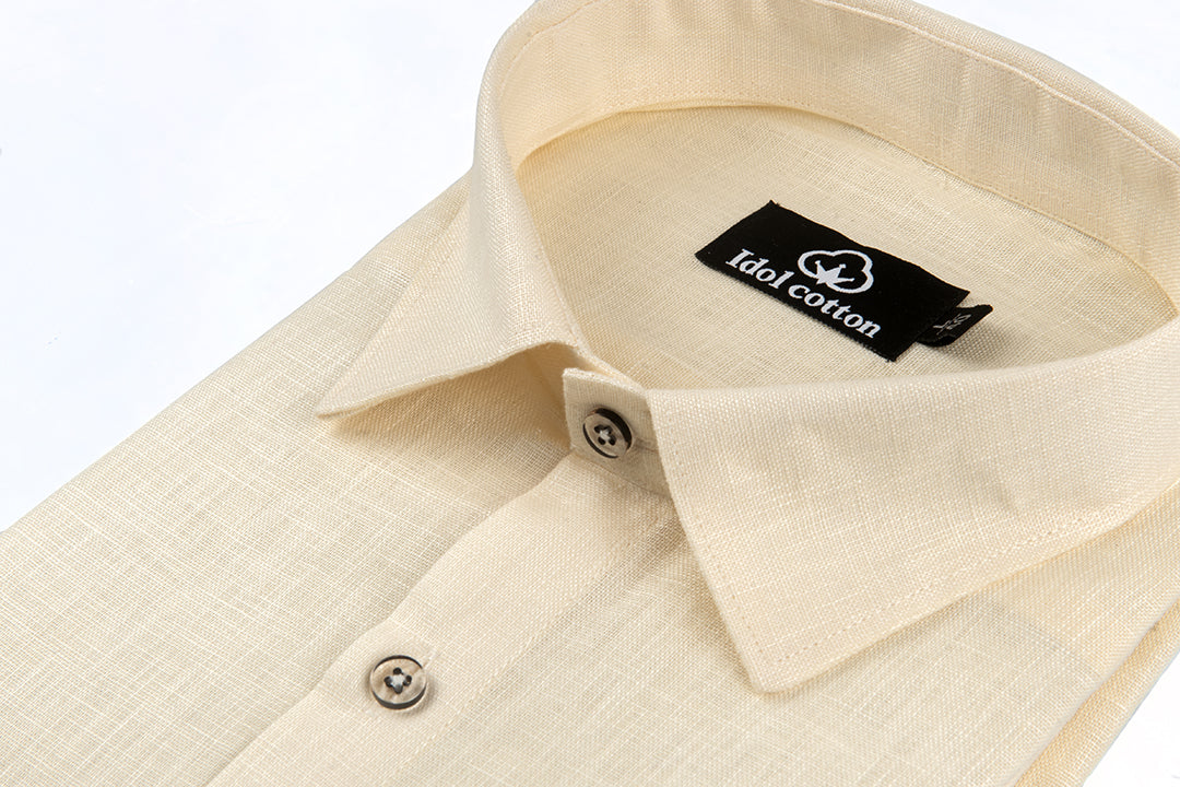 Cream Color Blended Linen For Men