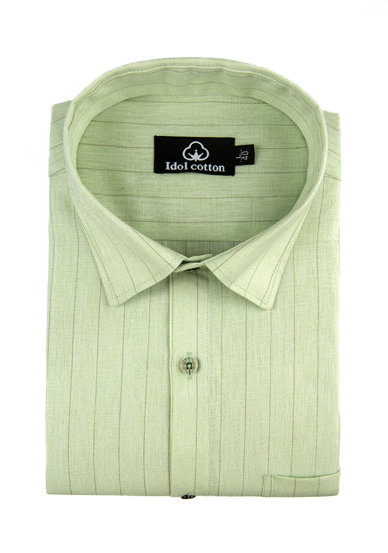 Bamboo Linen Strip Pistel Green