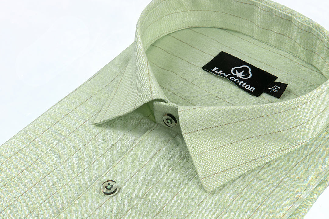 Bamboo Linen Strip Pistel Green