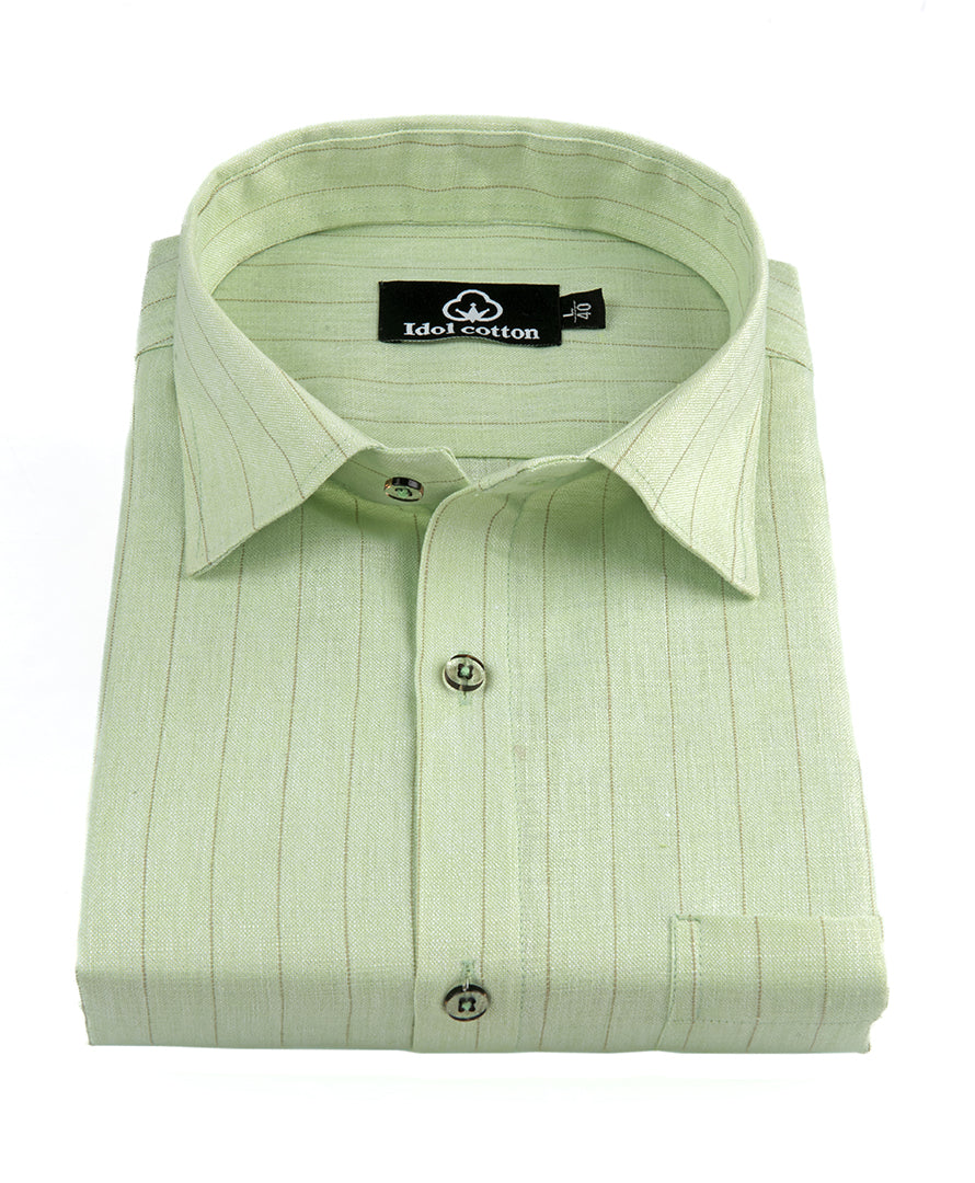 Bamboo Linen Strip Pistel Green