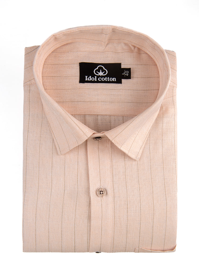 Bamboo Linen Strip Peach Color