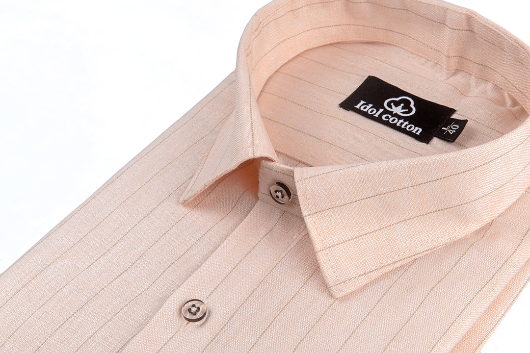 Bamboo Linen Strip Peach Color