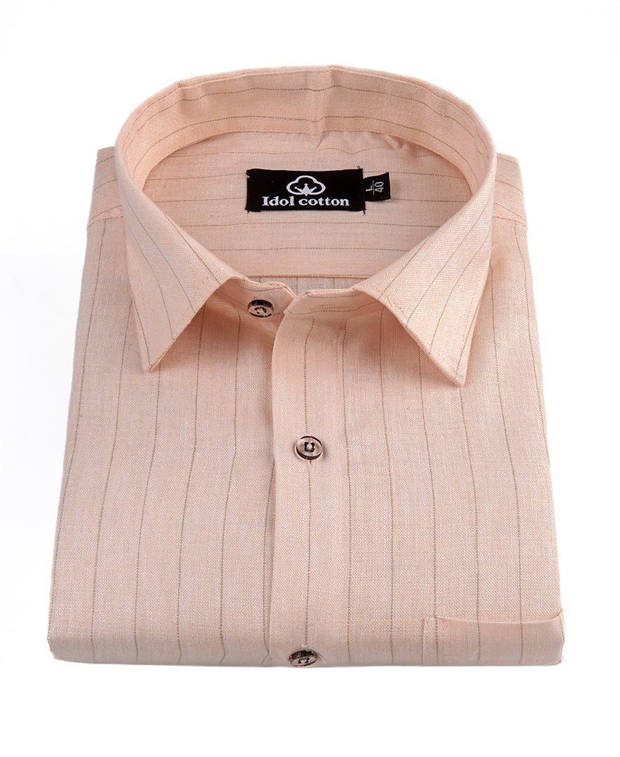 Bamboo Linen Strip Peach Color