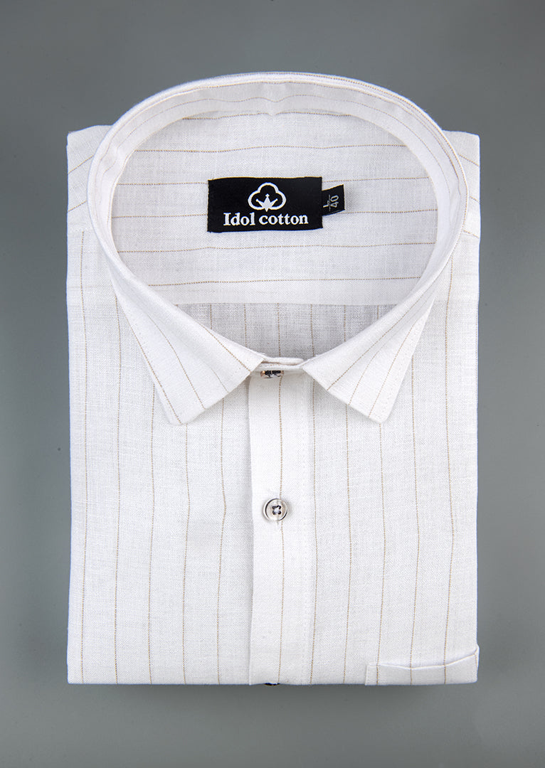 Bamboo Linen Strip White Color