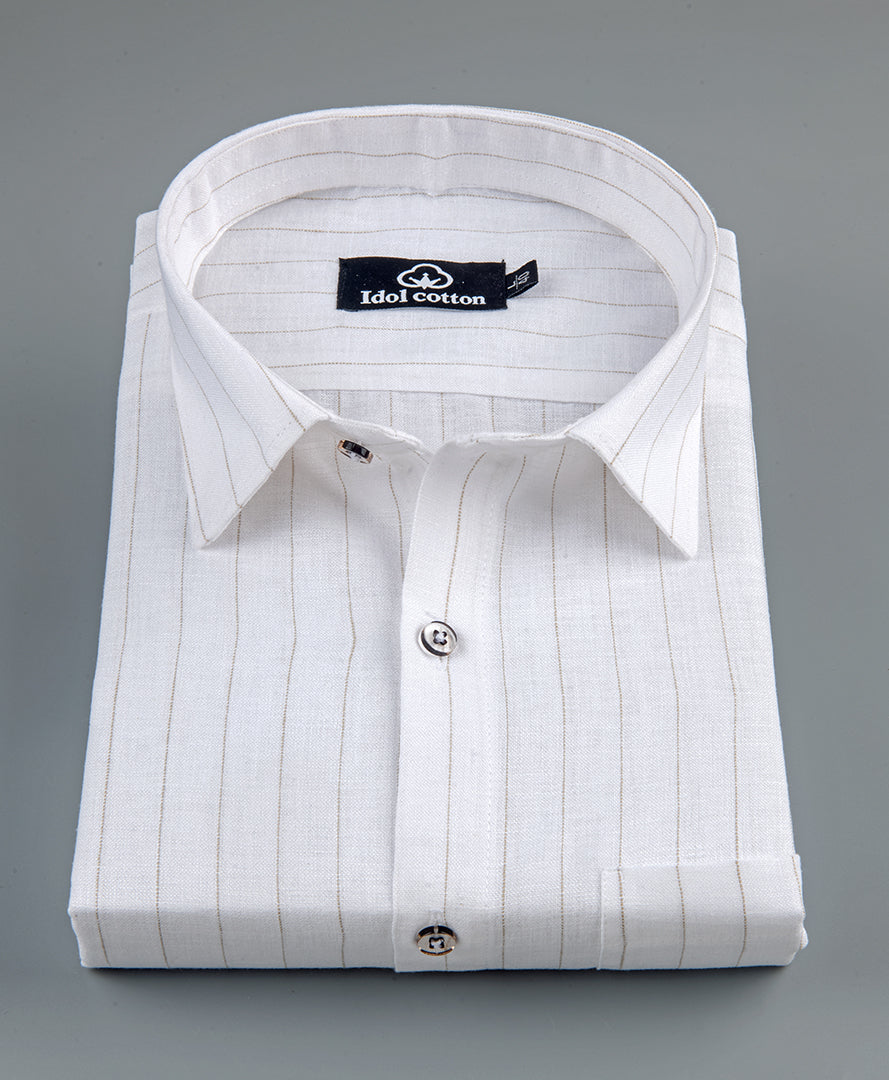 Bamboo Linen Strip White Color