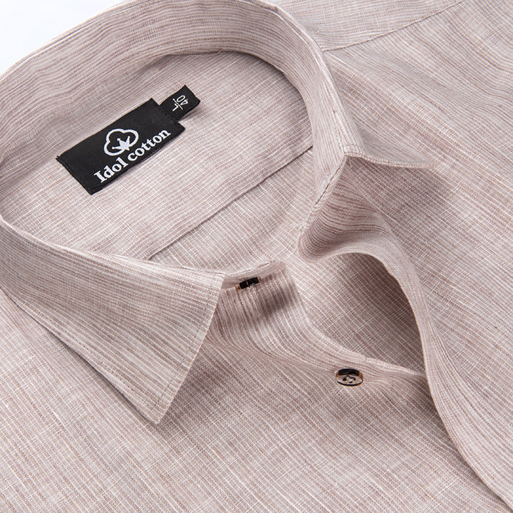 Woven Cotton Fine Striped Light Peach Color