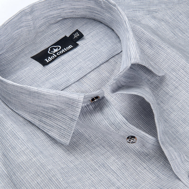 Woven Cotton Fine Striped Gray Colour