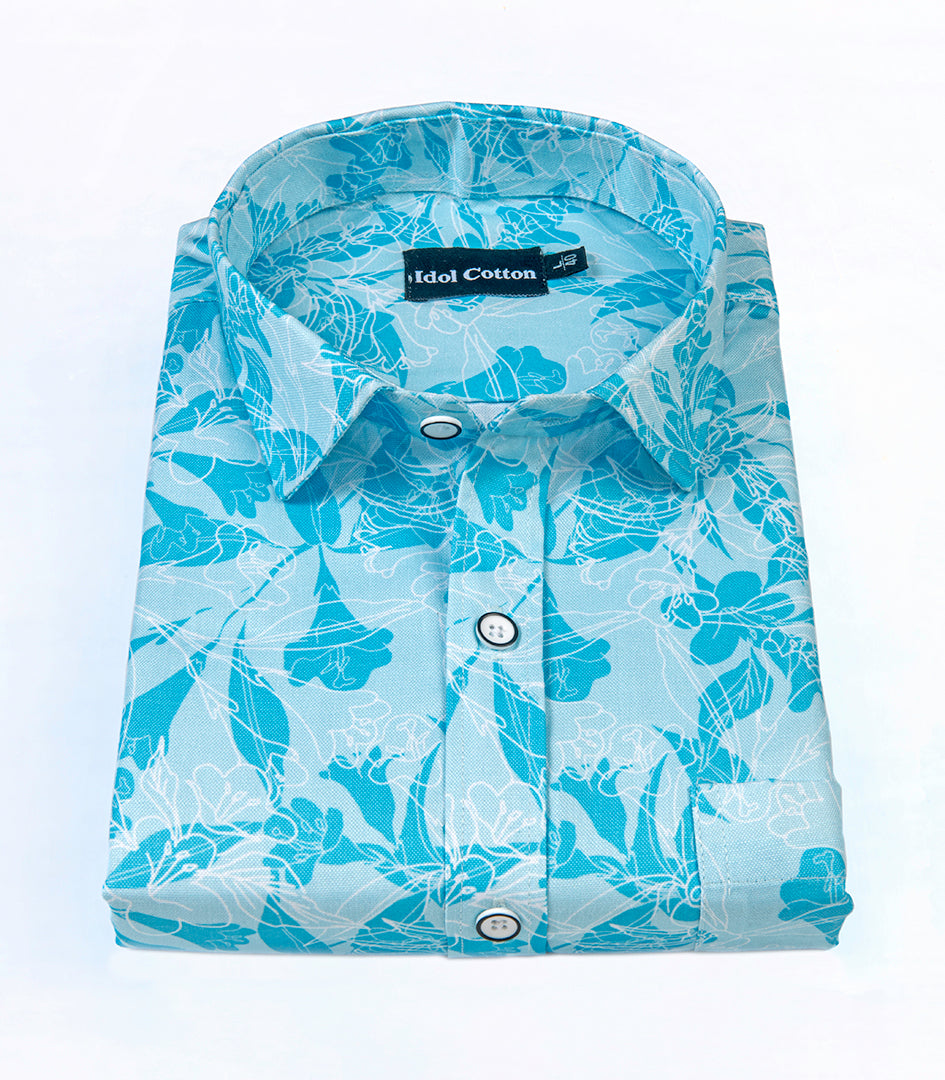Pure Cotton Digital Print Sky Mix Flower Print