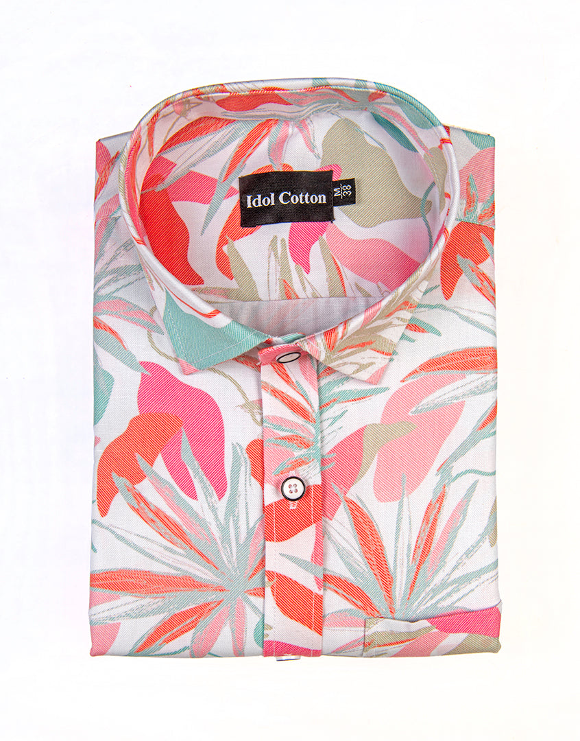 Pure Cotton Digital Print Multi Color Mix Pink