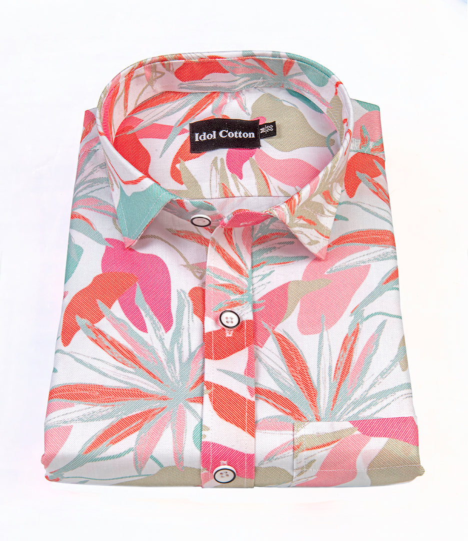 Pure Cotton Digital Print Multi Color Mix Pink