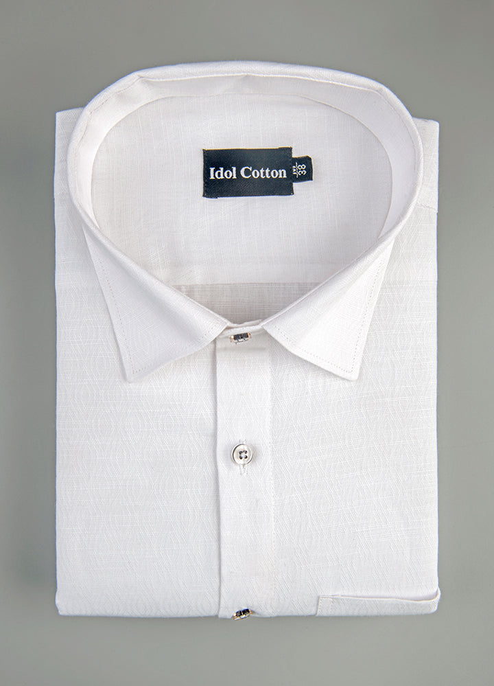 Pure White Cotton Gloster Print