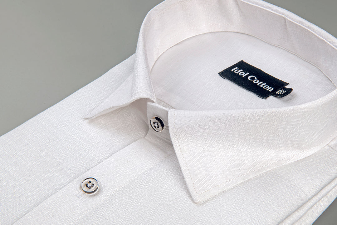 Pure White Cotton Gloster Print