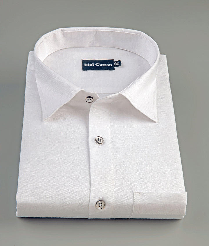 Pure White Cotton Gloster Print