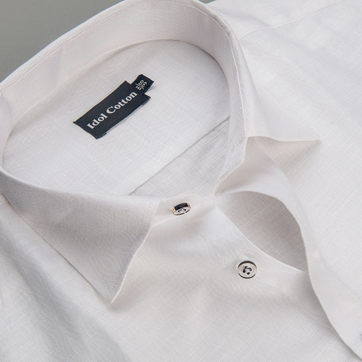 Pure White Cotton Gloster Print