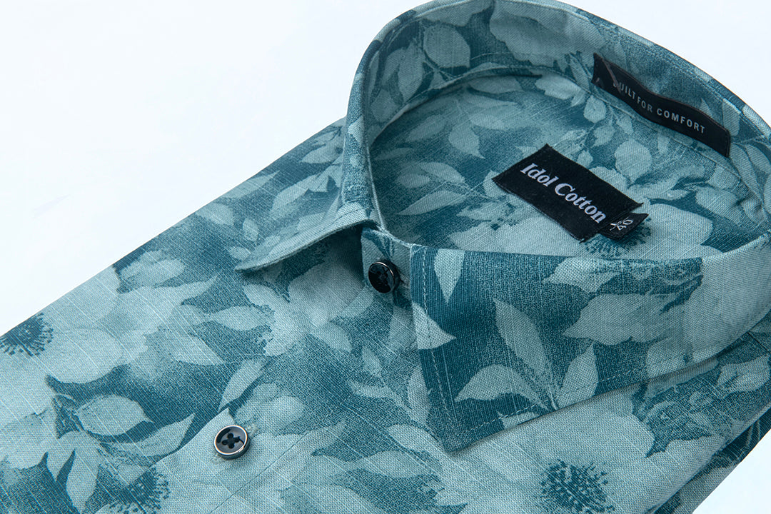 Linen Print Picok Green Color Mix