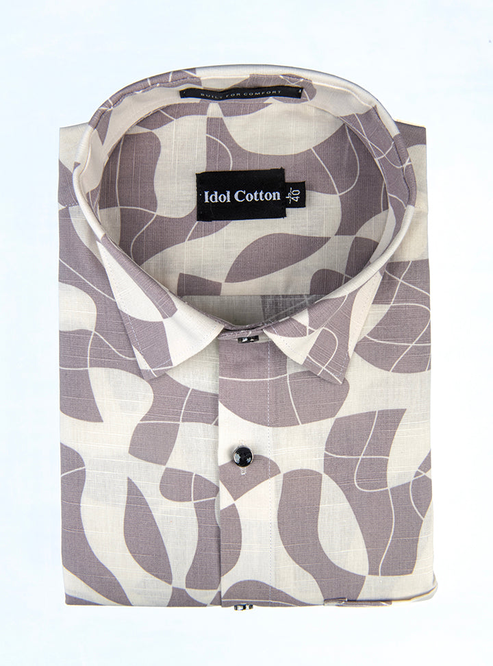 Linen Geometric Print light wine White Mix