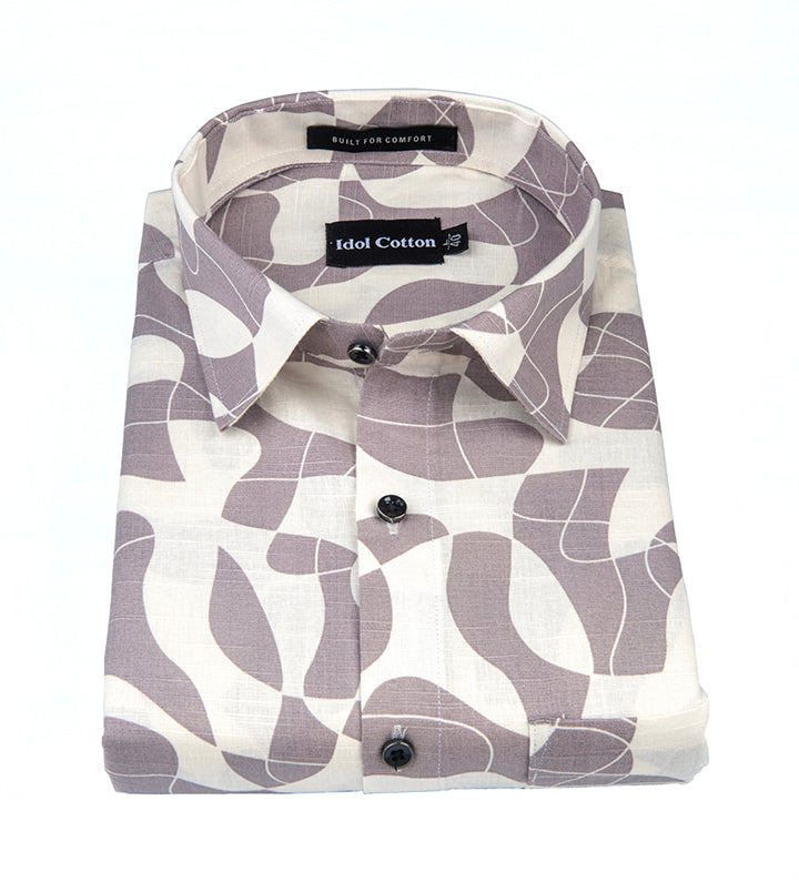 Linen Geometric Print light wine White Mix