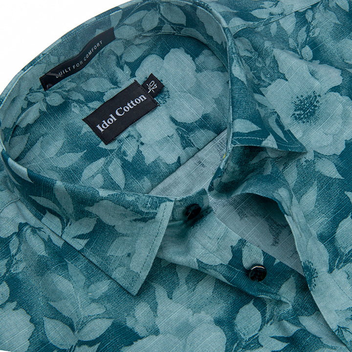 Linen Print Picok Green Color Mix