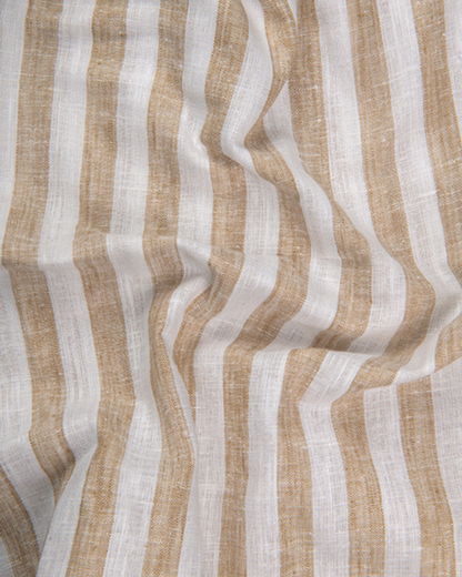Linen White With Fawn Colour Patta Print Shirt For Men