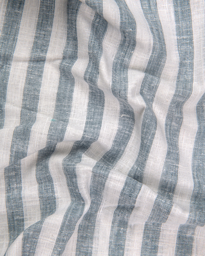 Linen White With Carbon Blue Colour Patta Print For Men