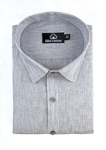 Woven Cotton Fine Striped Gray Colour