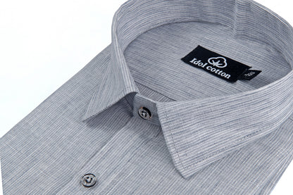 Woven Cotton Fine Striped Gray Colour