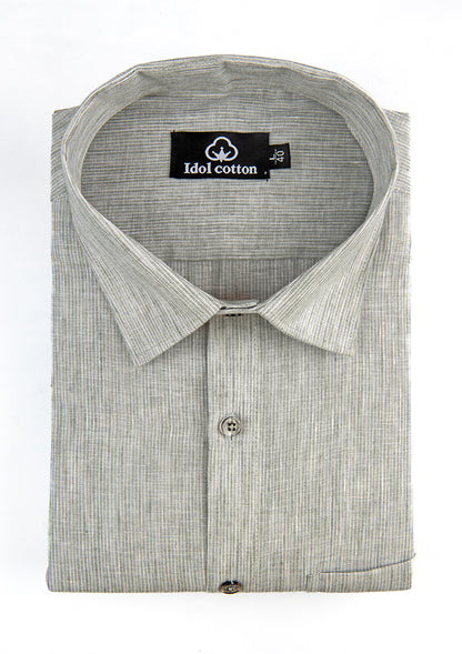 Woven Cotton Fine Striped Still Grey 