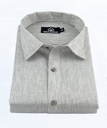 Woven Cotton Fine Striped Still Grey 