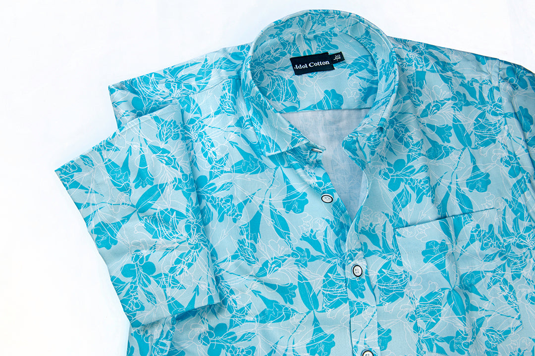 Pure Cotton Digital Print Sky Mix Flower Print