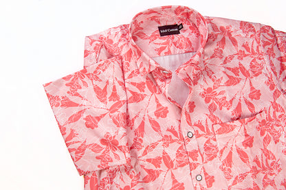 Pure Cotton Digital Print Red White Mix Flower Design