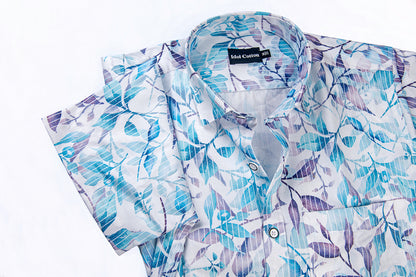 Pure Cotton Digital Print Sky Mix Leaf Print