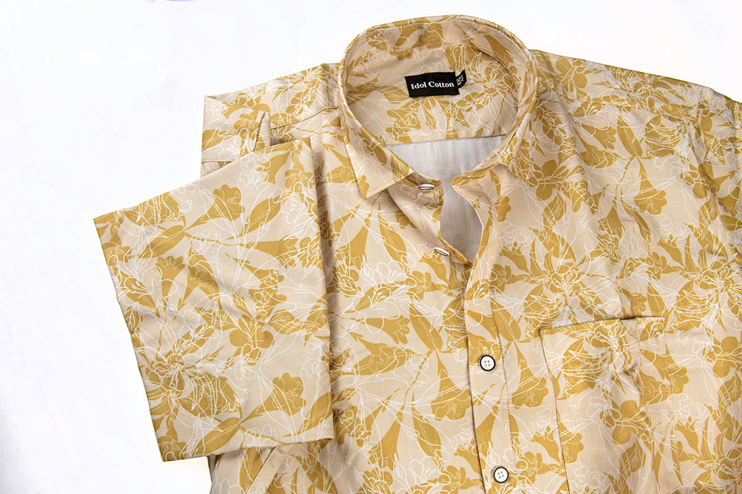 Pure Cotton Digital Print Yellow Mix Flower Print