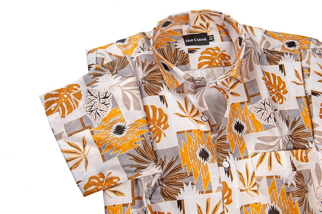 Pure Cotton Digital Print Gold Colour Mix
