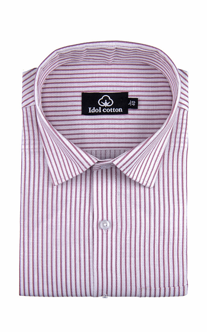 Rose Pink Colour Premium Cotton Shirt with Fine White Stripes
