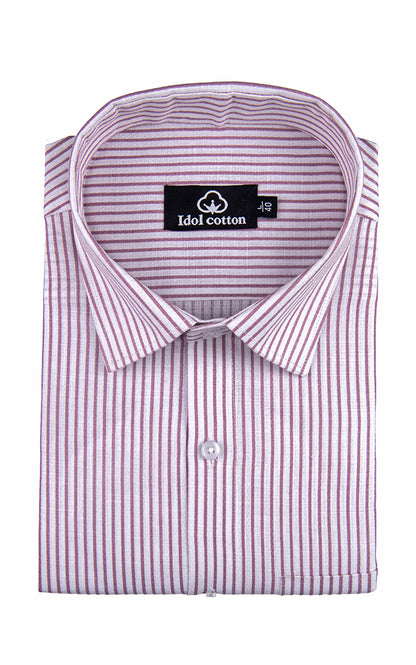 Rose Pink Colour Premium Cotton Shirt with Fine White Stripes