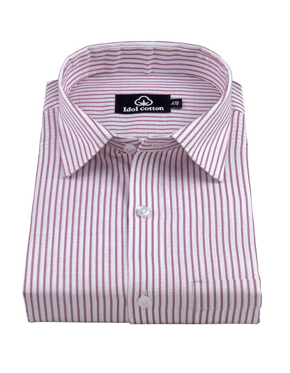 Rose Pink Colour Premium Cotton Shirt with Fine White Stripes